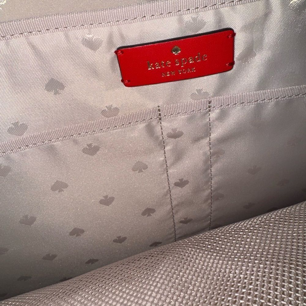 Kate Spade NY Chelsea Nylon Laptop Sleeve Crossbody Bag With Strap in Red & Gold - Picture 8 of 14